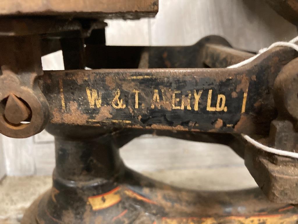 A set of Avery scales, width 40cm and weights, together with additional weights